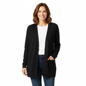 NWT! TALBOTS PLUS Lightweight Classic Black Long Line Cardigan/Sweater, 1X